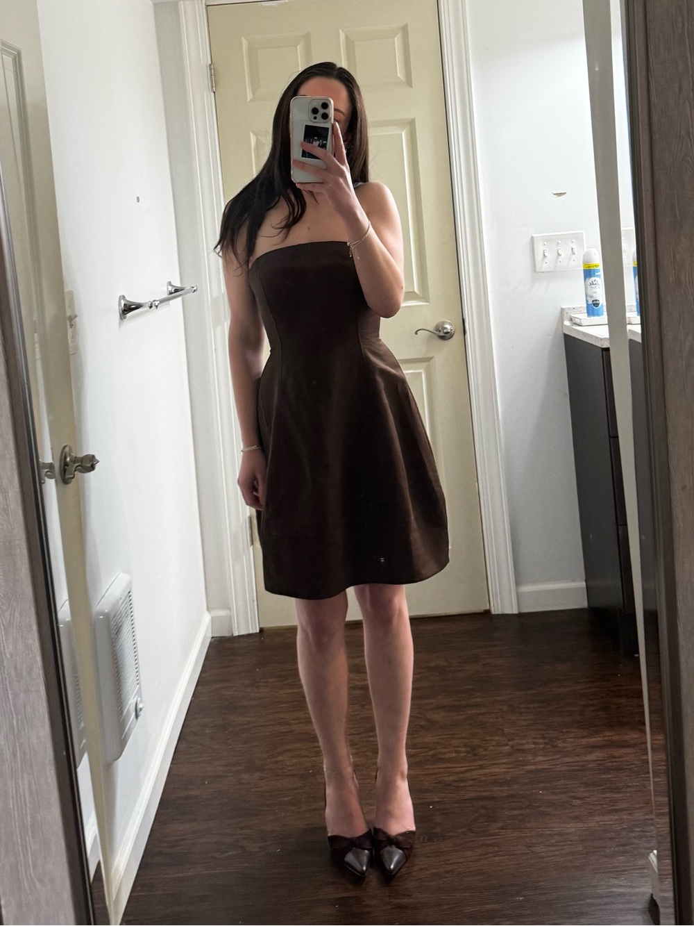 NWT Aritzia Strapless Rich Mocha Brown A-Line Lucille Dress